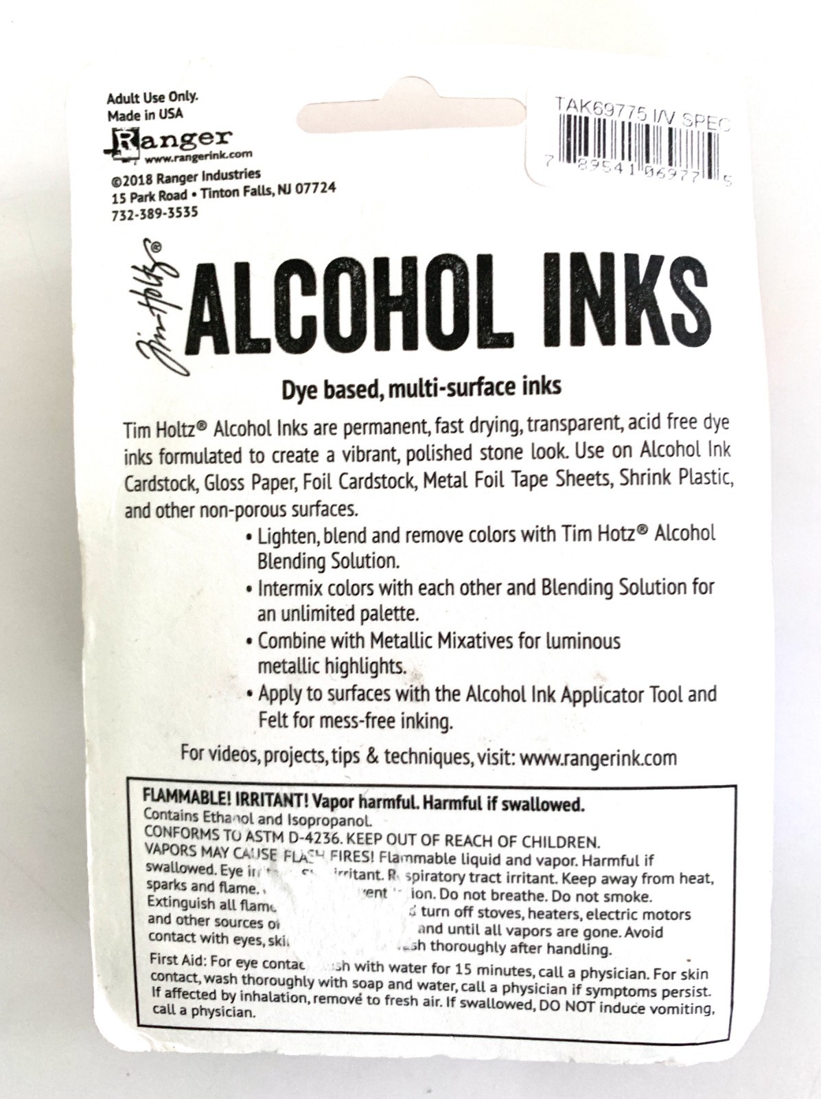 Tim Holtz Ranger 3 Pack 0.5 fl oz Alcohol Inks COBALT BOSENBERRY VINEYARD