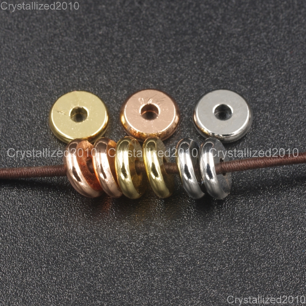 Solid Metal Round Rondelle Slice Bracelet Necklace Connector Charm Spacer Beads