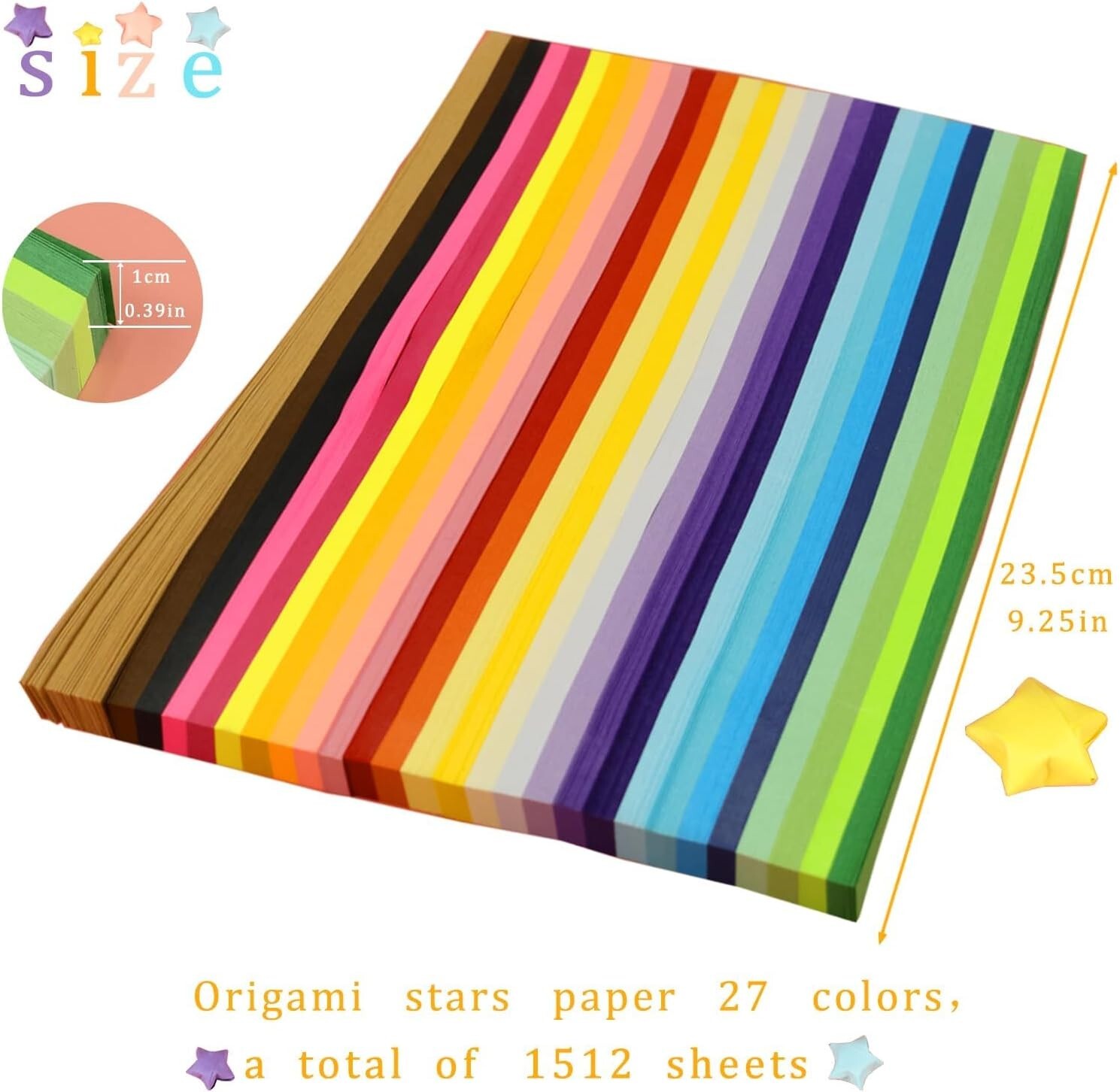 1512 Sheets Origami Star Paper Strips 27 Assortment Color Star Papers Lucky Wish