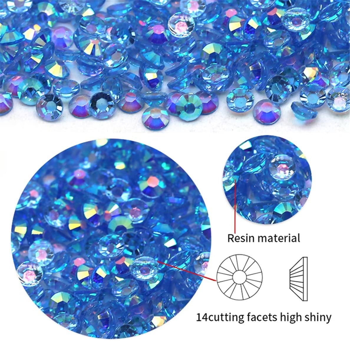4500 Pcs SS6 2mm Clear Light Sapphire AB Flatback Rhinestones, Gems, DIY