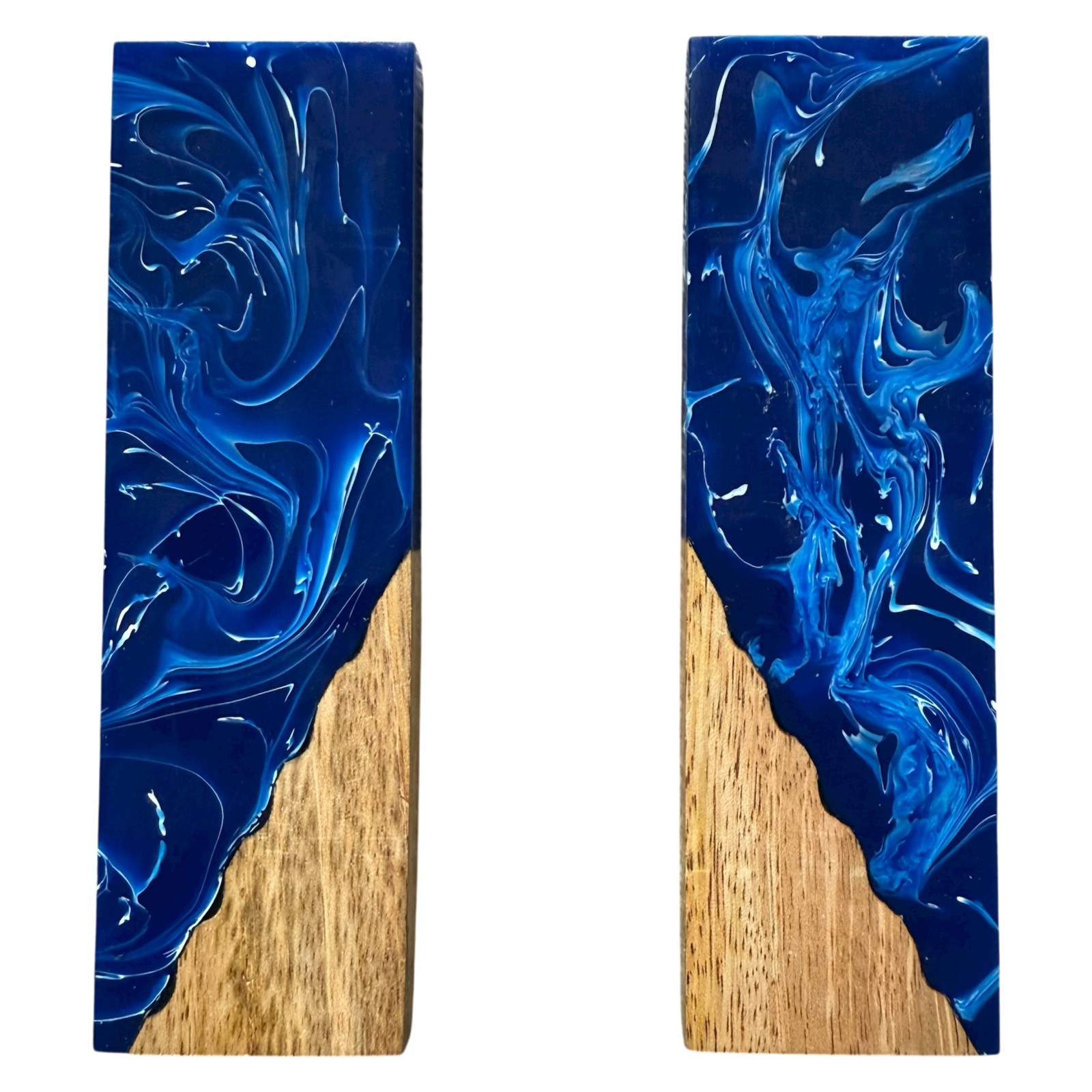 Hybrid Blue Resin Wood Knife Scale Blank Pair 5″ Acrylic Crafting Set Wooden