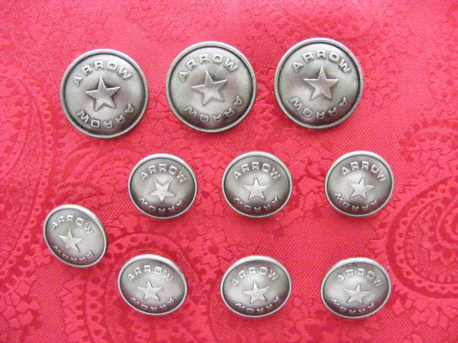 ARROW SIGNATURE STAR SHEILD REPLACEMENT BLAZER METAL FULL BUTTON SET EUC