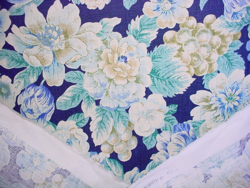 17-5/8Y Kravet Essex Aqua Teal Cream Baltic Floral Linen Print Upholstery Fabric