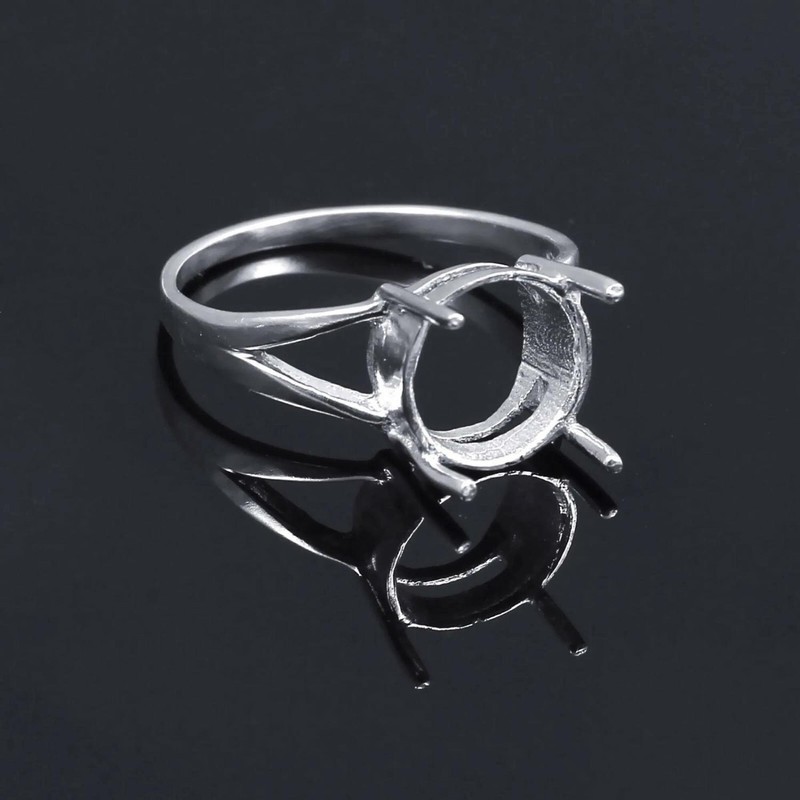 Semi Mount Ring Stone Setting Size 10X10 MM Round Shape 925 Sterling Silver Ring