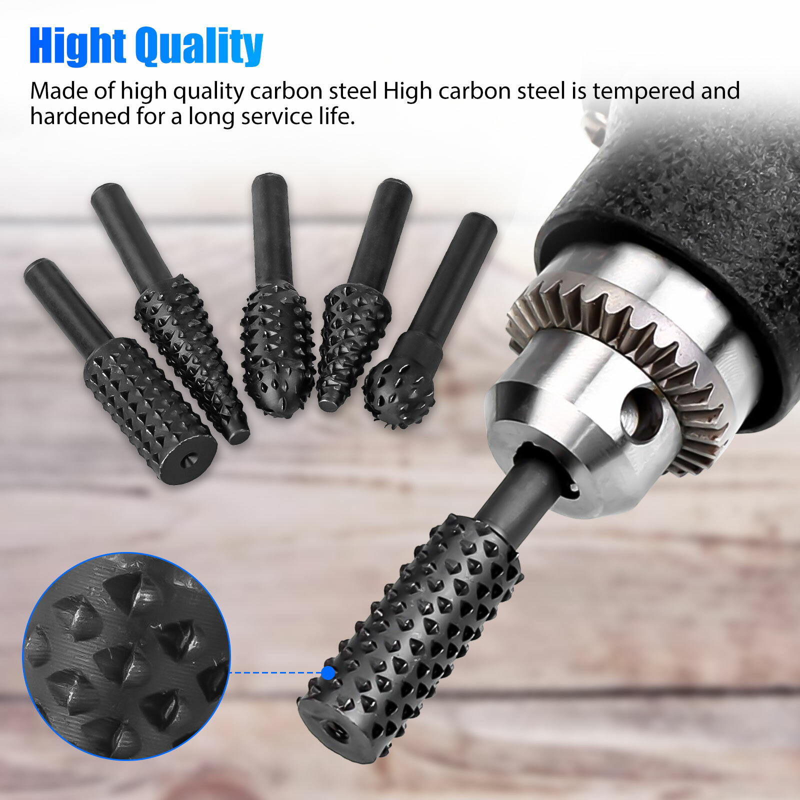 5PCS 1/4” Drill Bit Set Cutting Tools for Woodworking Knife Wood Carving Tool