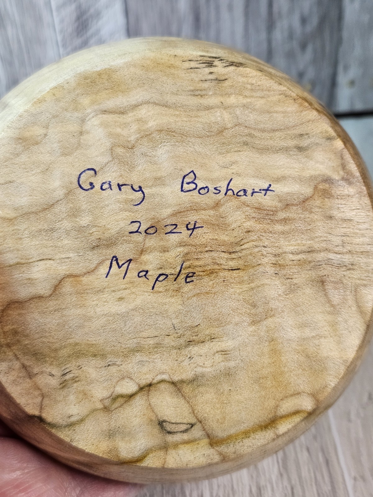 Gary Boshart Signed Hand Turned Maple Wood Bowl 2024 Artisan Decorative Catchall