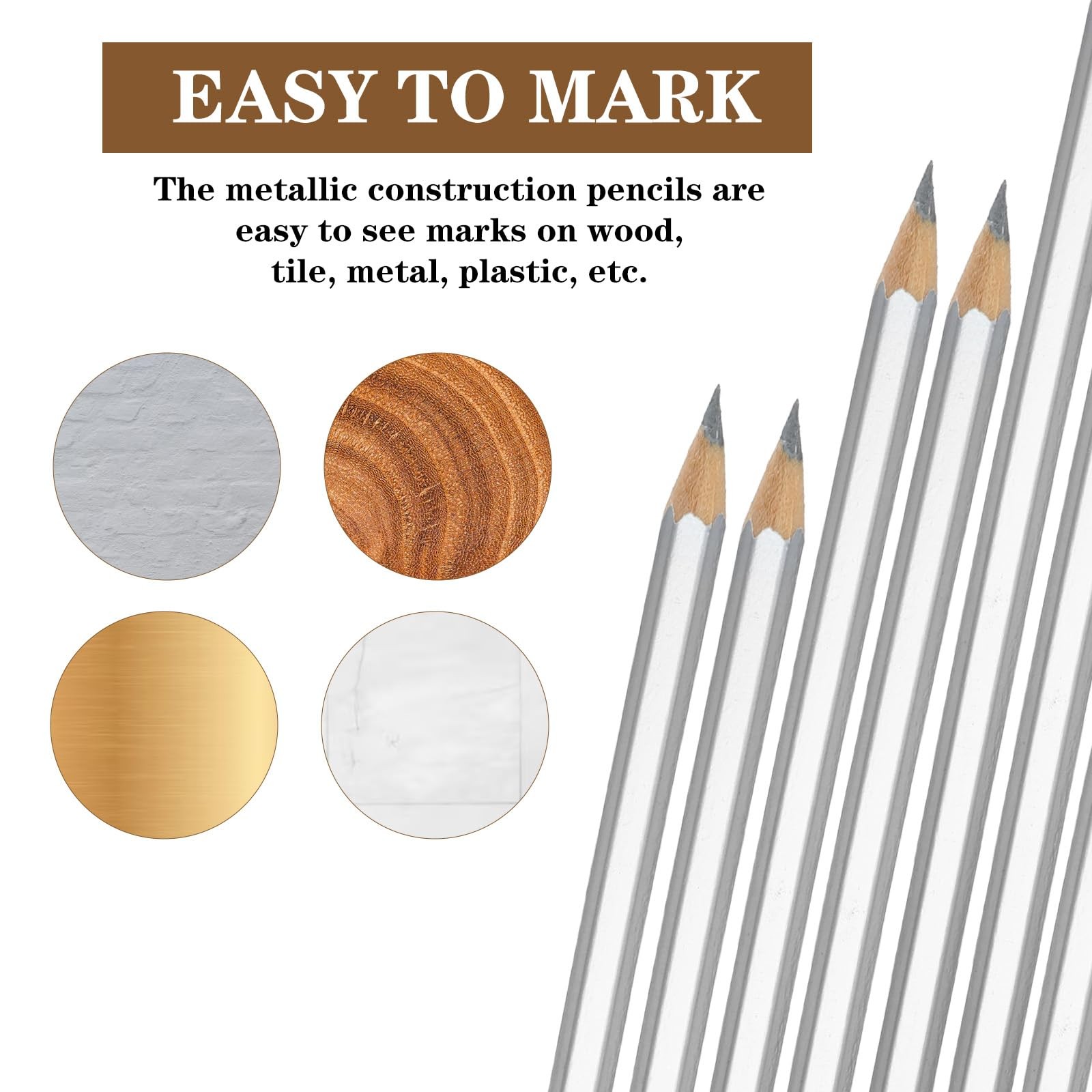 24 Pack Silver Streak Welders Pencil Metallic Marking Pencil Metal Pencils Fo…