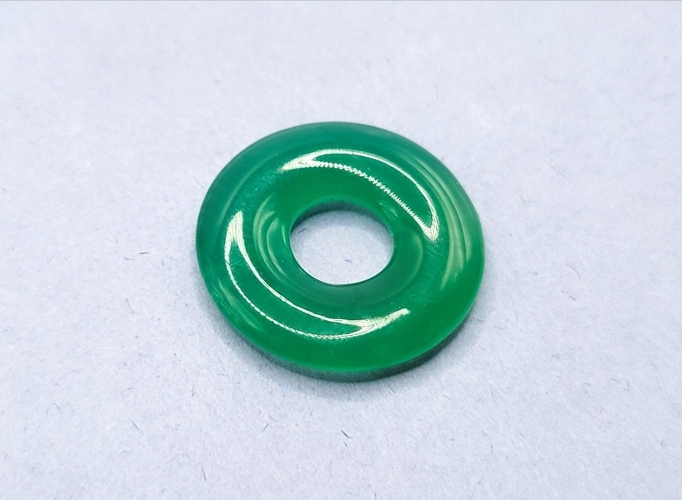 1930s Art Deco Uranium Glass Flat Ring Vintage Green Czech Pressed Glass 20mm