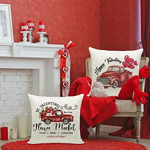 Day Decorations Pillow Covers 18×18 inch Set 18″ x 18″ (Pack of 4) Valentines
