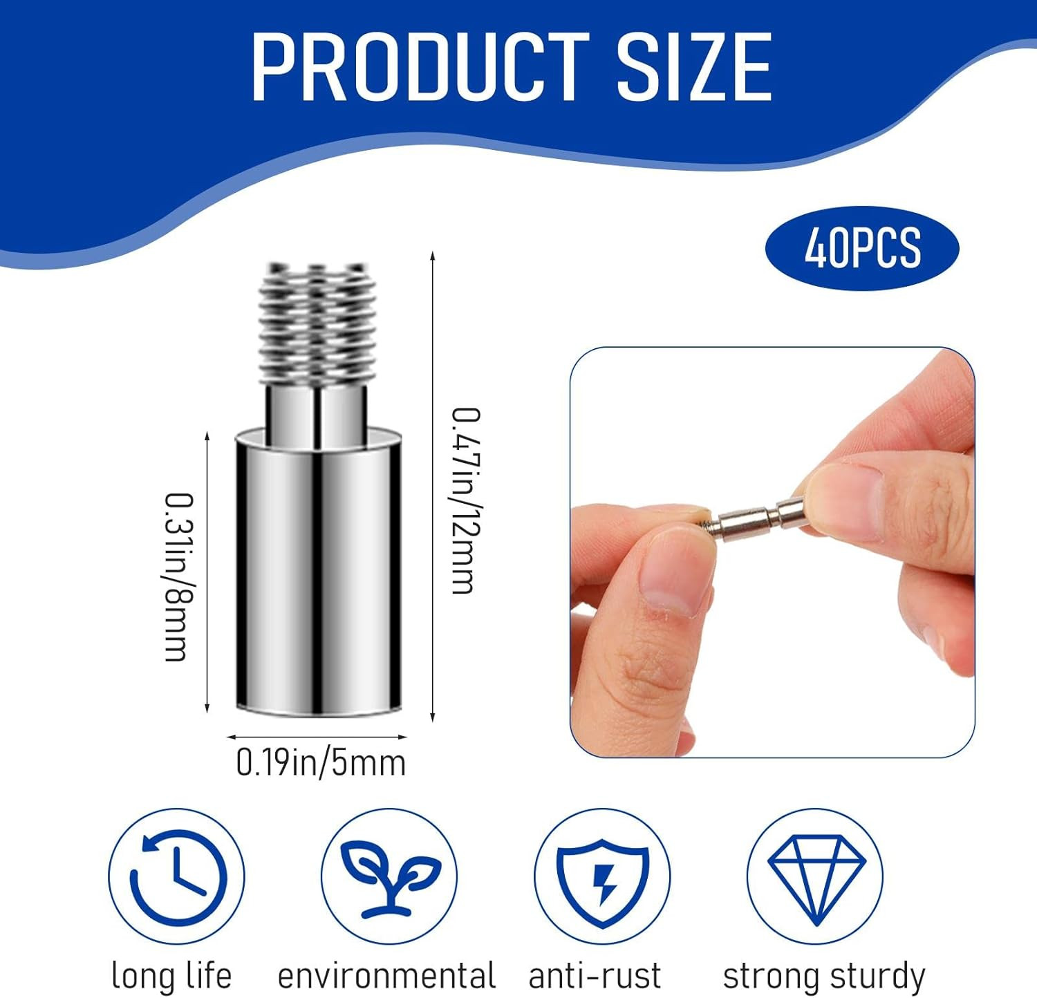 40PCS Scrapbook Extension Posts Replacement Screws for Binding Album 5×12Mm