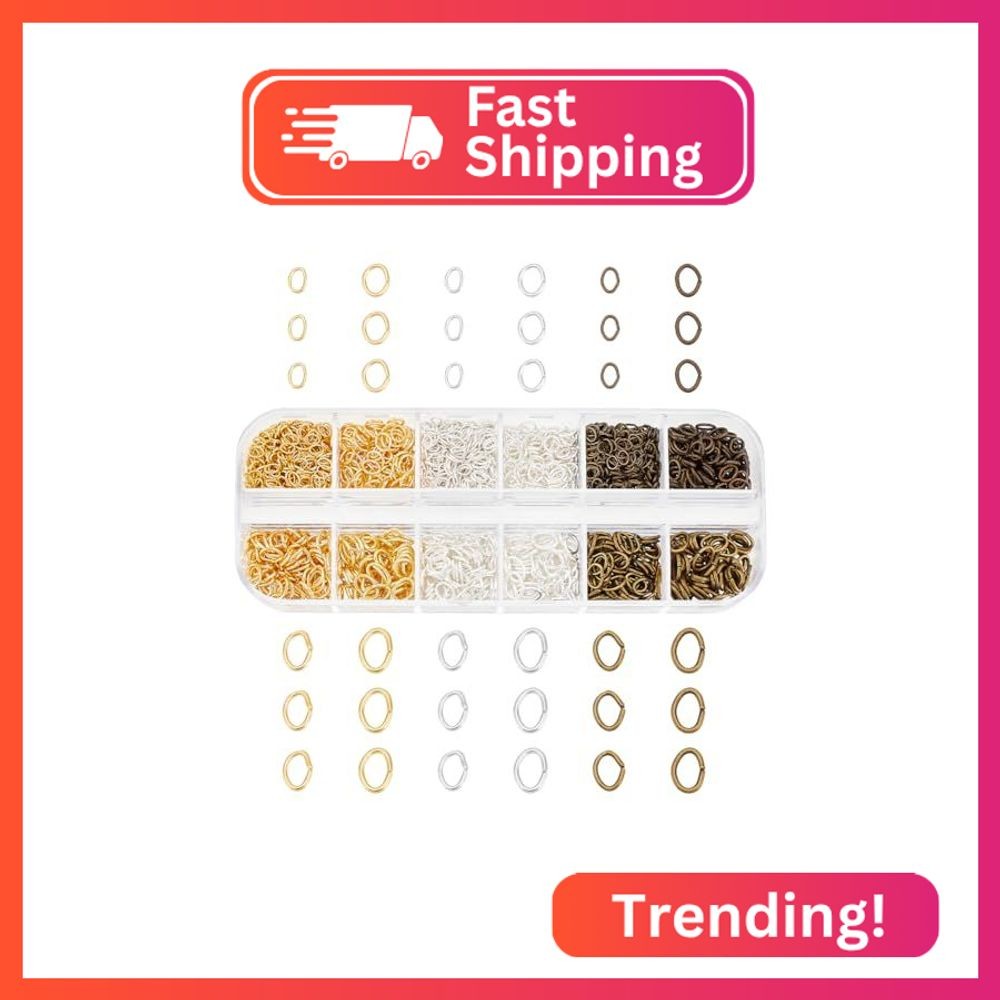 PH PandaHall 1860pcs 3 Colors Oval Jump Rings, 4x3mm 5x4mm 6.5×4.5mm 7x5mm Iron