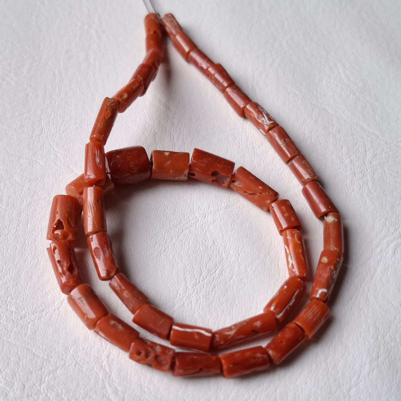 SALE 100% Natural Italian Red Coral Tube Beads: 12 Inch Strand for Jewelry Makin