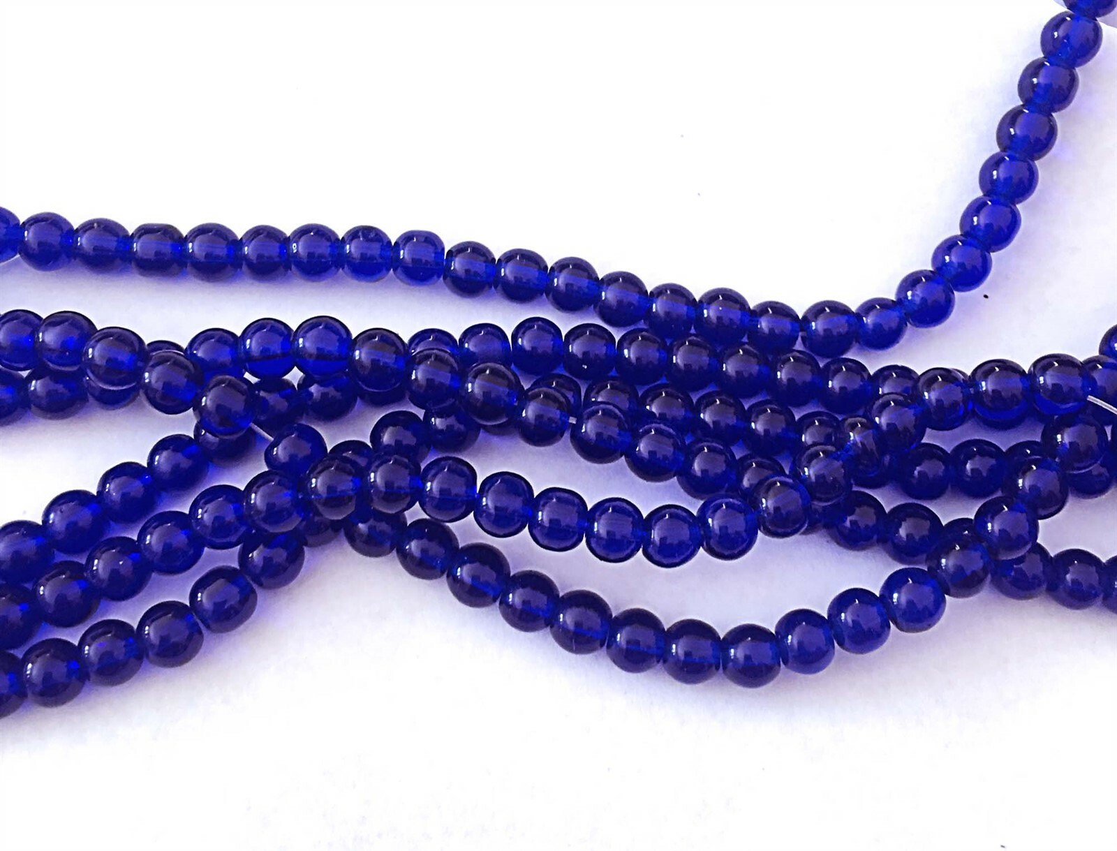 50 Czech Glass Round / Rocaille Beads – Cobalt Blue 6mm