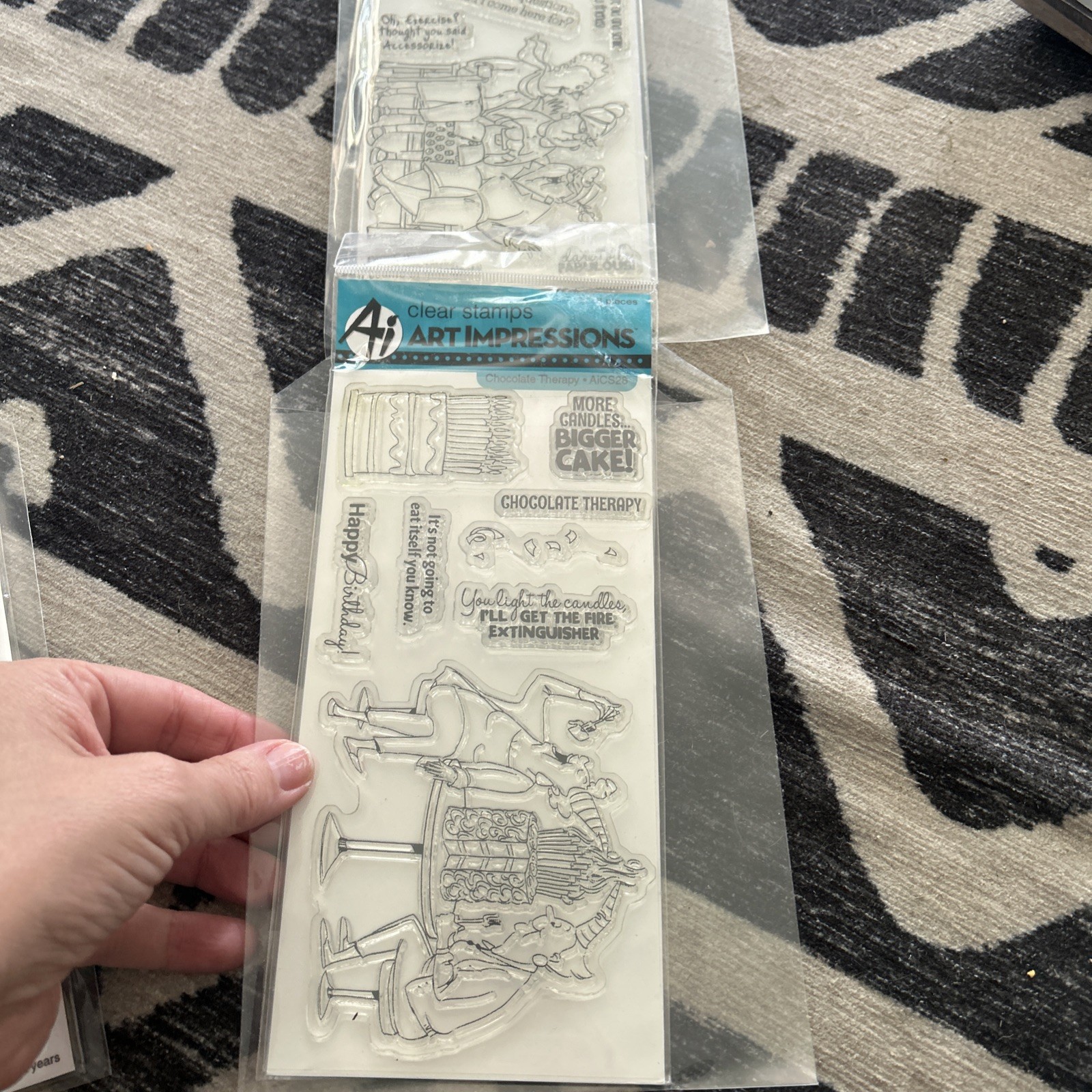 Lot 5 Art Impressions Piece Clear Stamp Set Fully Pamper Birthday Therapy Dare