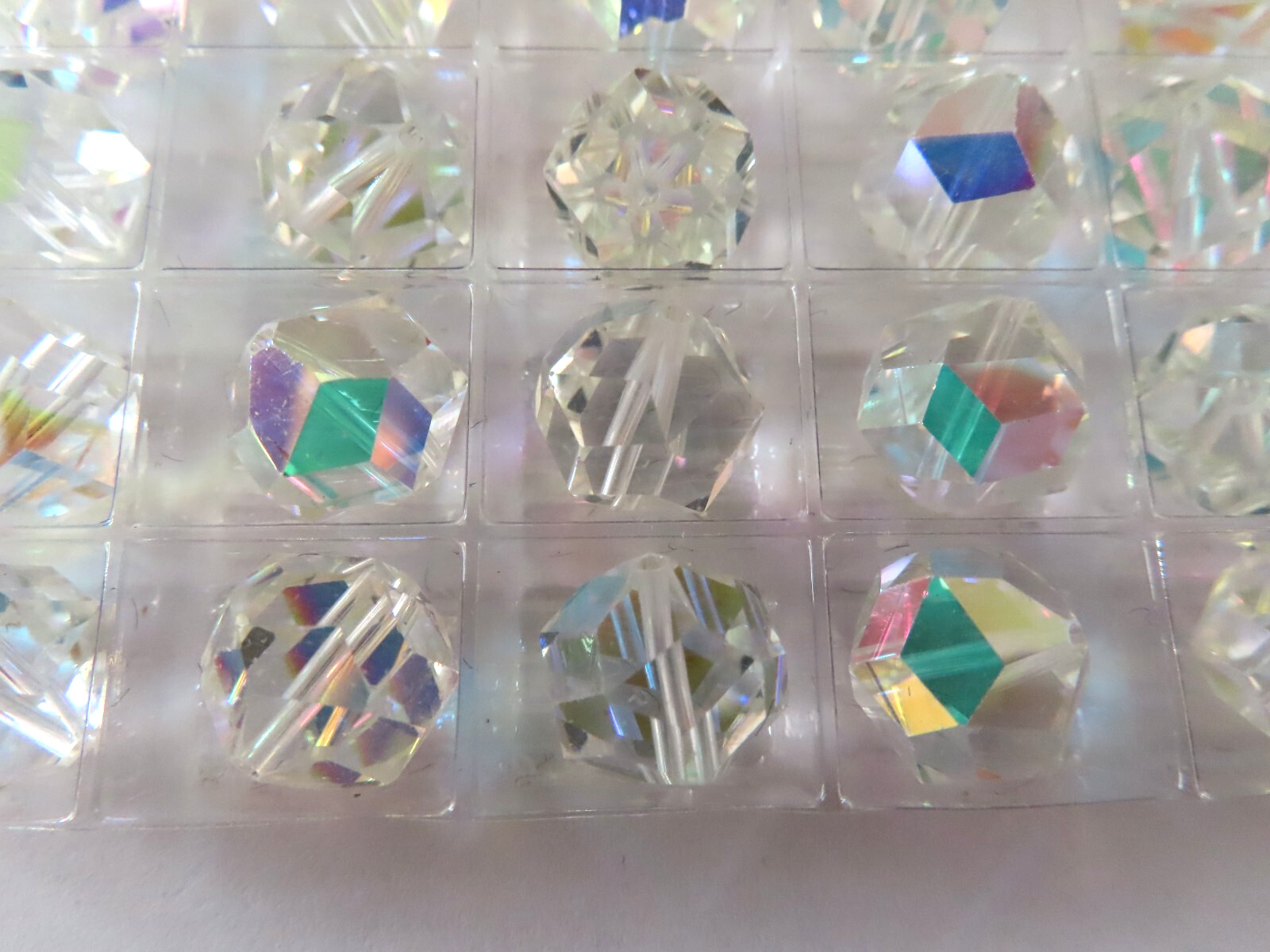 Factory Box 48 Vintage Swarovski Machine cut Beads 11mm Crystal AB. #371 MINT!