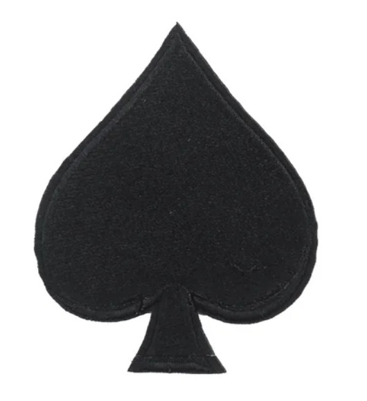 ACE OF SPADES – BLACK – 3″ Embroidered Iron On Patch – FREE SHIP