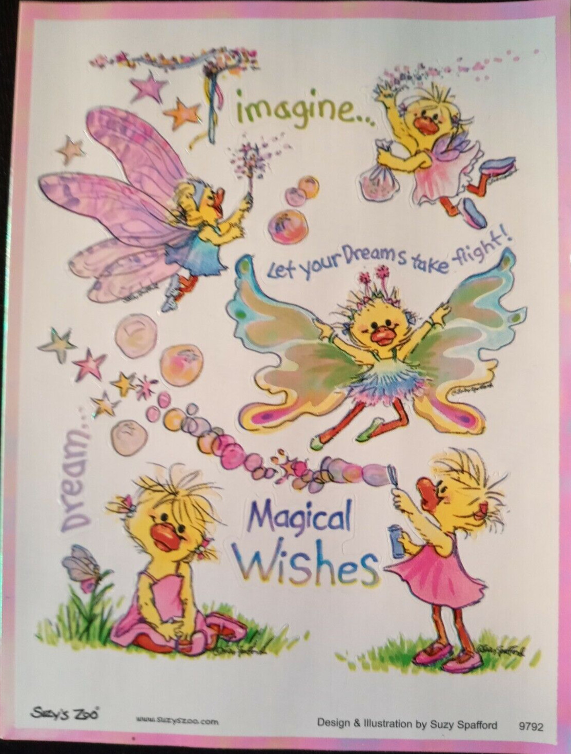 SUZY’S ZOO #9792 “MAGICAL WISHES” IRIDESCENT STICKER SHEET