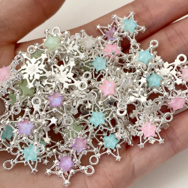 30Pcs Star Alloy Pendants Rhinestone Charms DIY Earring Bracelet Jewelry Making