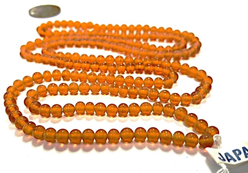 190 VINTAGE JAPANESE 1950’s CHERRY BRAND GLASS TOPAZ 4mm. ROUND BEADS 4690