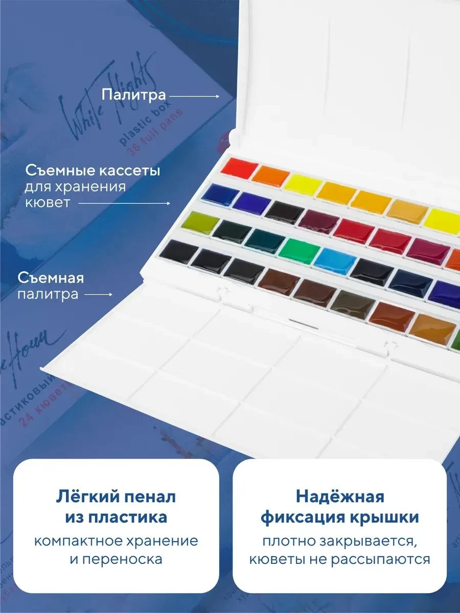 White Nights Professional Watercolor Set 36 Full Pans of Extra Fine Artist