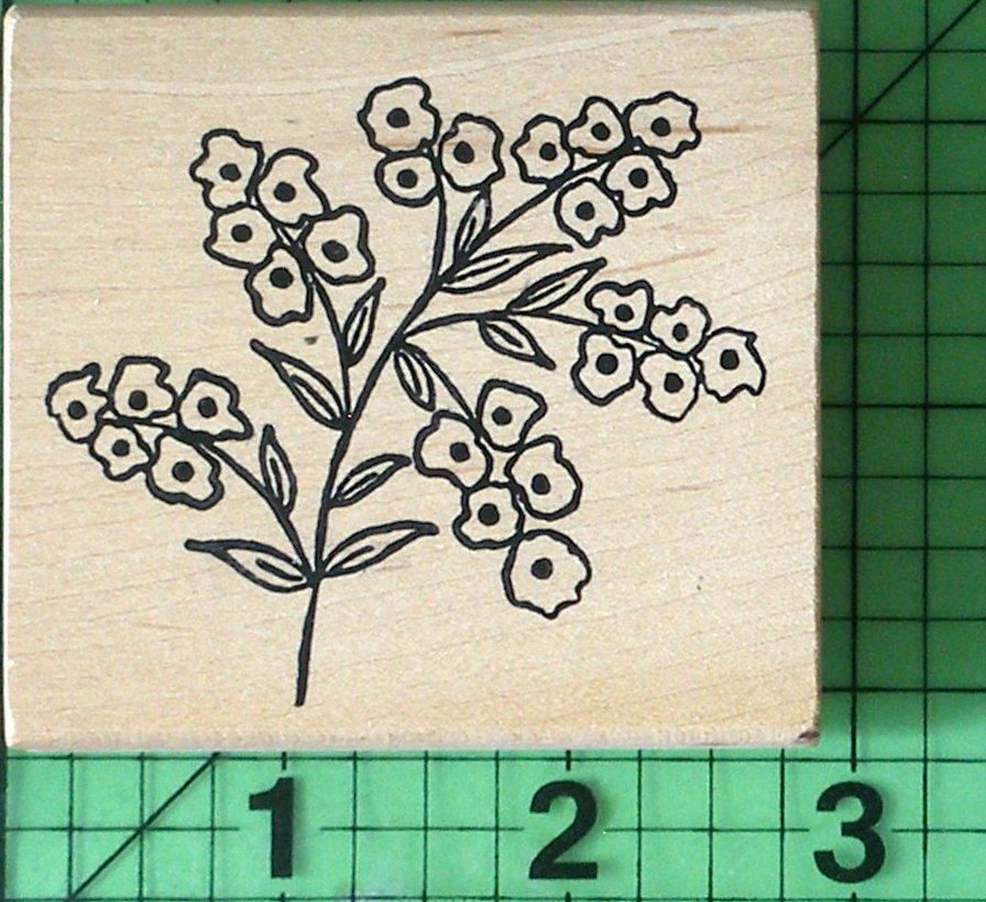Magenta Branch of Tiny Dogwood Flowers Wood Mounted rubber stamp