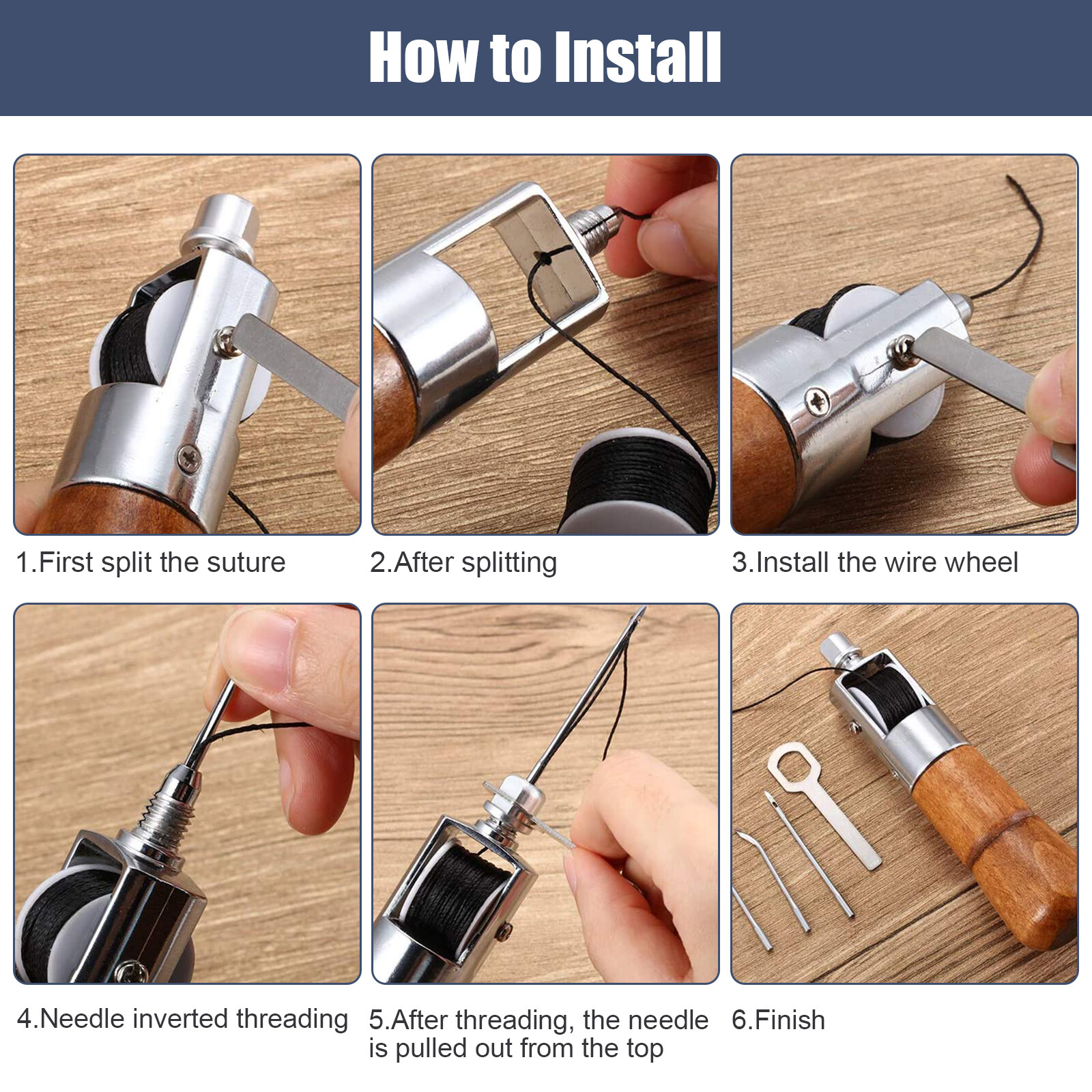 Leather Sewing Kit With Hand Speedy Stitcher Sewing Awl Waxed Thread Repair Tool