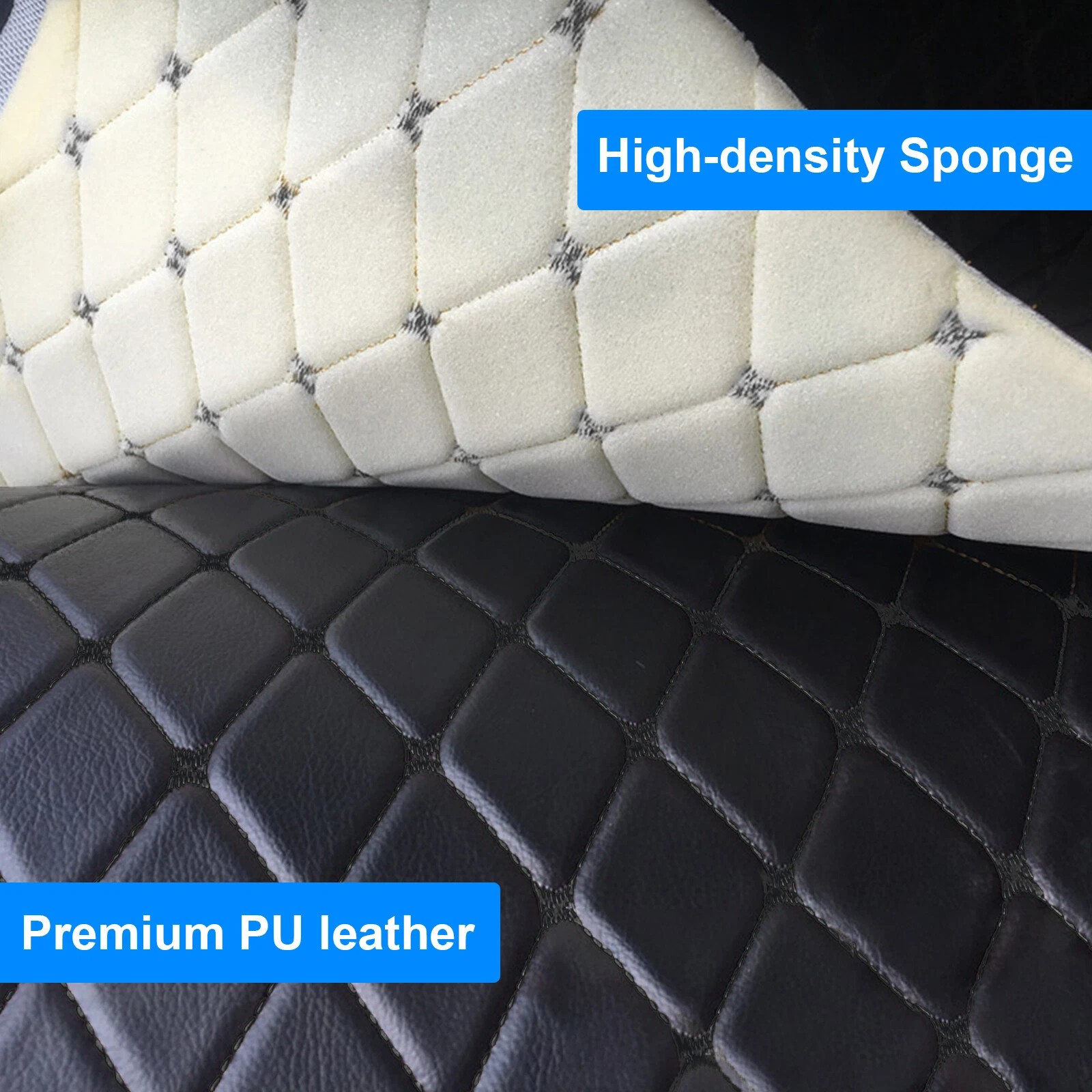 6mm Foam Quilted Diamond PU Leather Fabric Automotive Upholstery 1/2/3/5 Yard