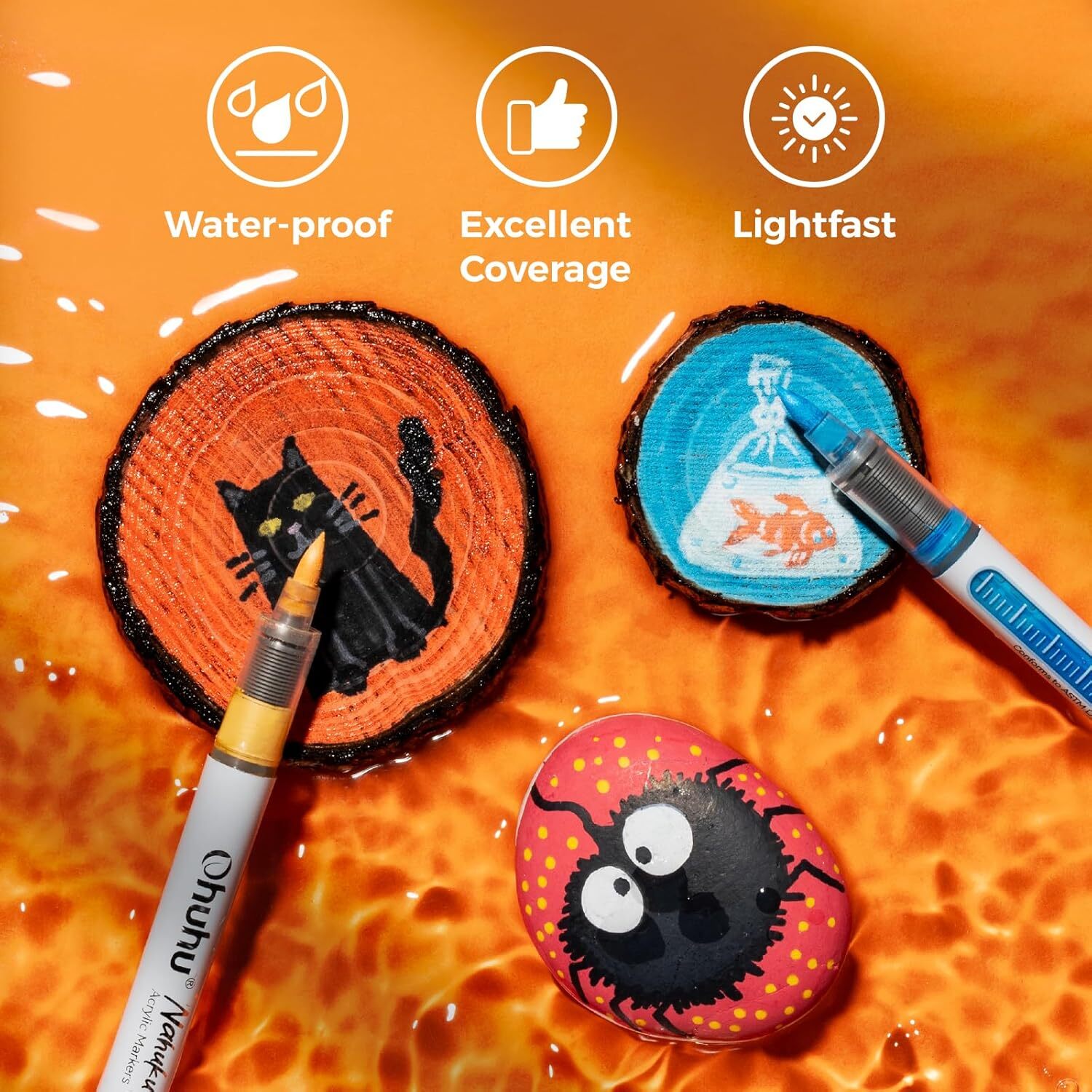 Ohuhu Acrylic Paint Markers Direct Liquid: 24 Colors Flexible Brush Tip – Nahuku