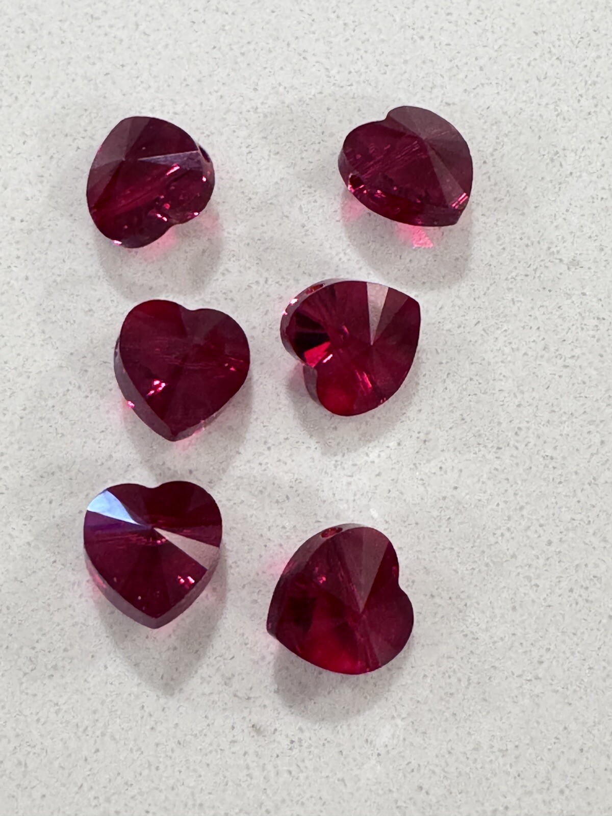 Swarovski Faceted Siam Red 10x10mm Heart Crystal Beads (Quantity 6)