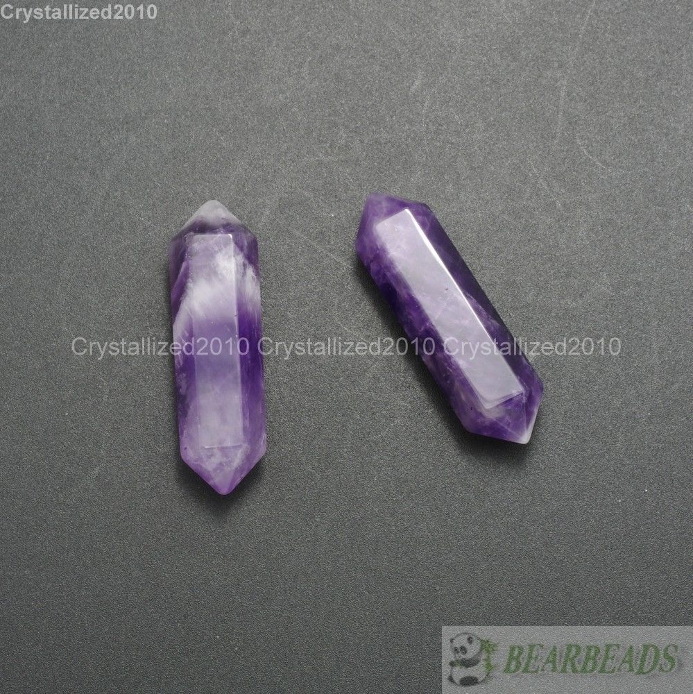 Natural Gemstone Hexagonal Pointed Reiki Chakra Raw Wand Pendant Beads Healing