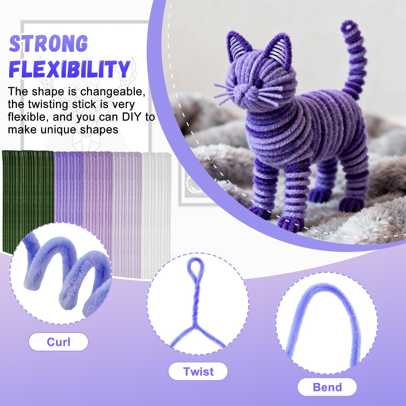 500Pcs Pipe Cleaners Rose Pink Chenille Stems Bulk Fuzzy Sticks for Flower Craft