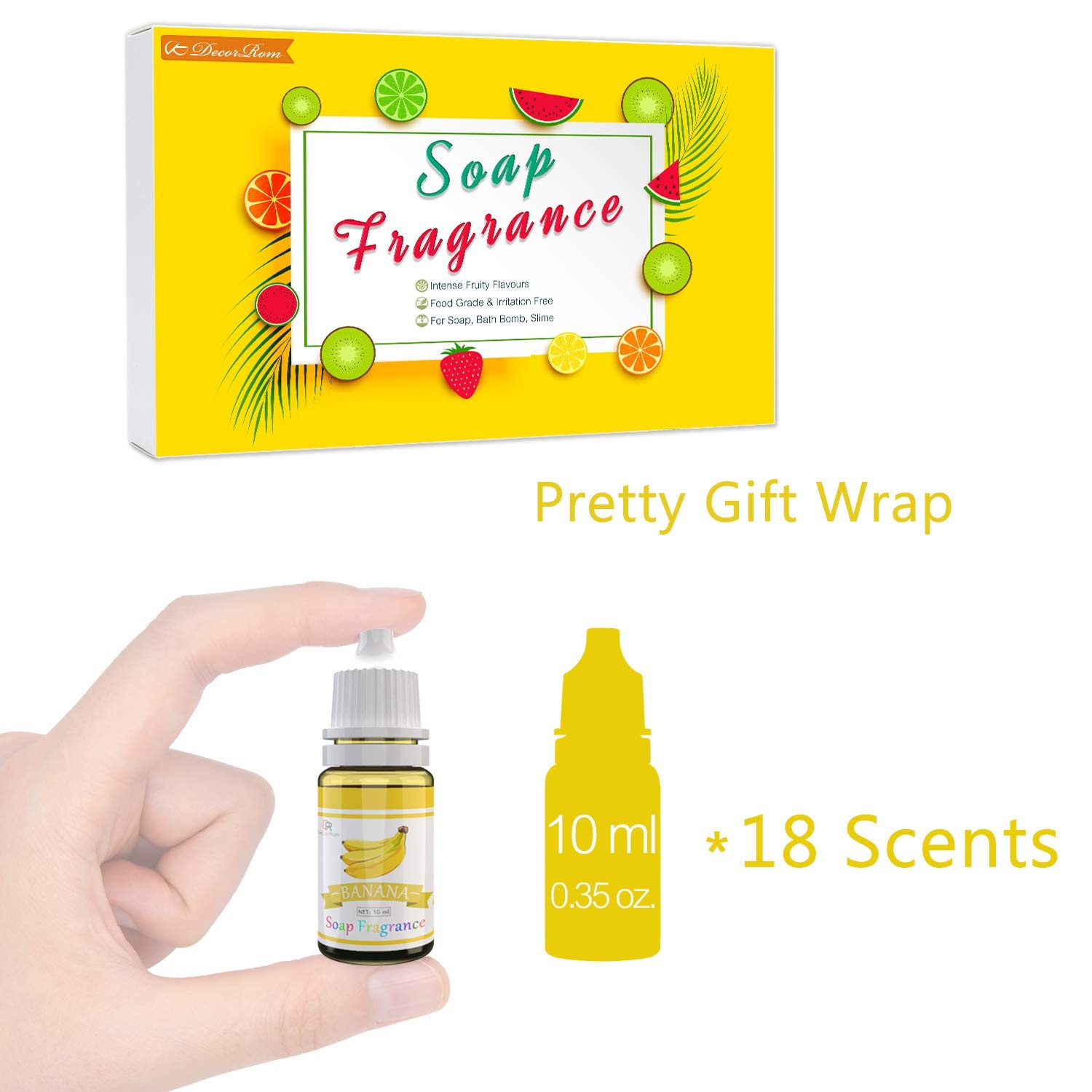 18 Soap Making Scent – Liquid Fragrance Oils Set 0.33 Fl Oz (Pack of 18)