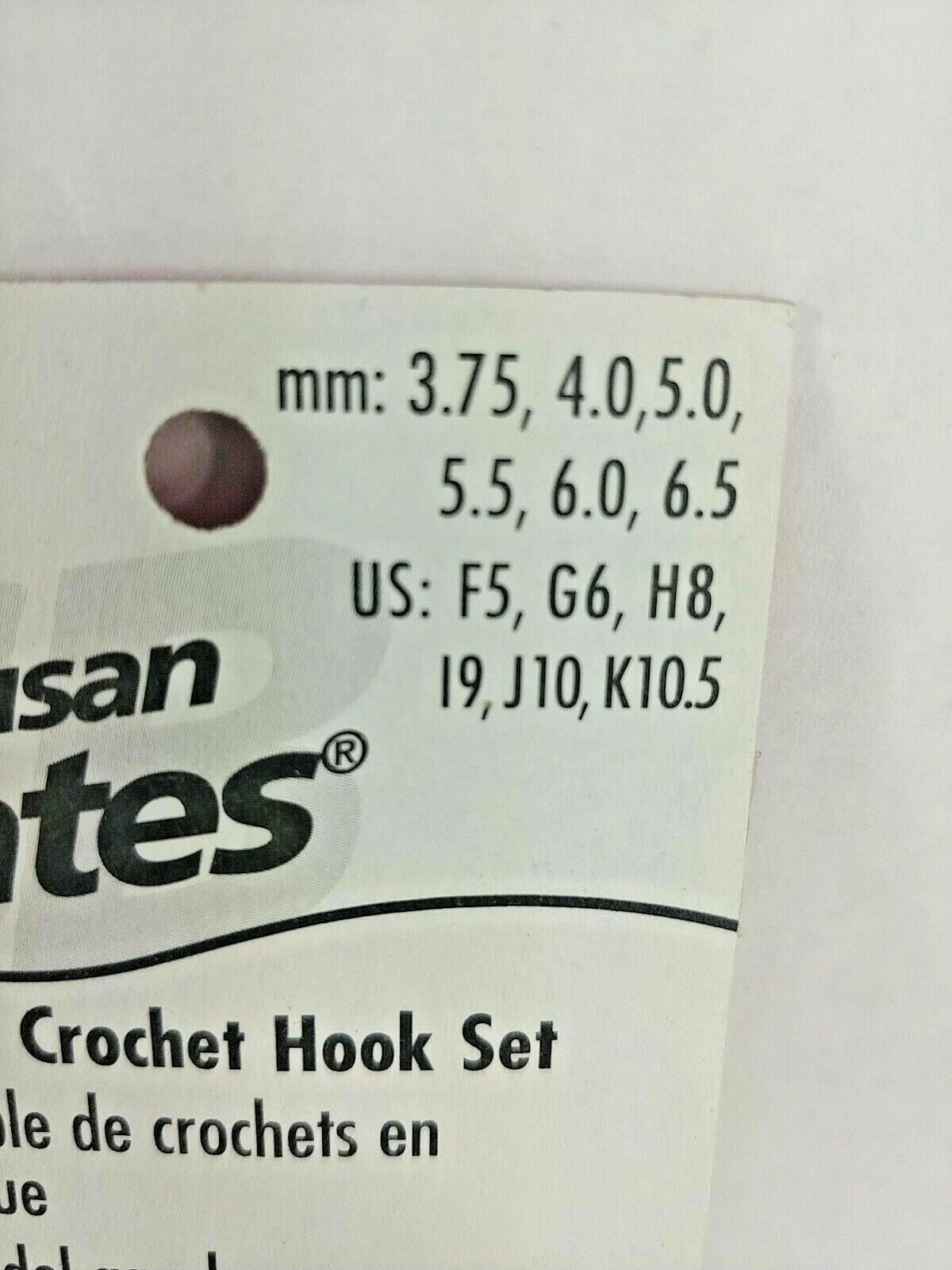 Susan Bates Plastic Crochet Hooks ~ 6-Count Set ~ US F5 – K10.5 ~ mm: 3.75 – 6.5