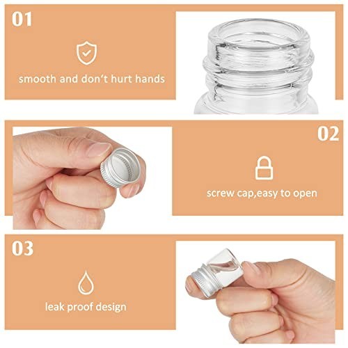100 Pcs 5ml Mini Glass Bottles with Aluminum Caps – Tiny Jars for DIY Craft Stor