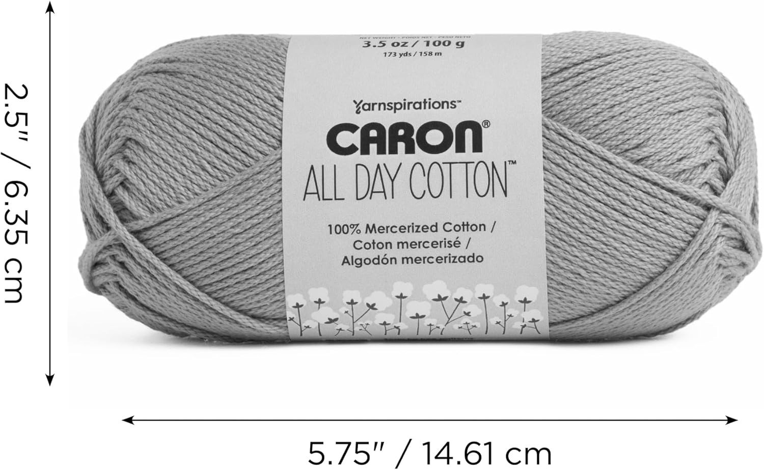 All Day Cotton – 3 Pack of 173 Yards/3.52 oz Cream 100% Mercerized Cotton Yarn