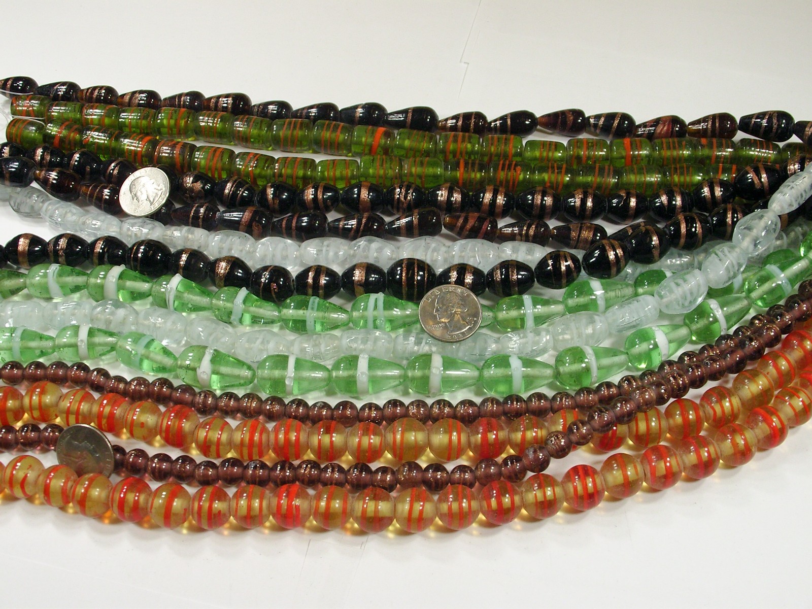 14 Strands (15″) Assorted Closeout India Handmade Glass Beads Lot (MQD-2)⭐