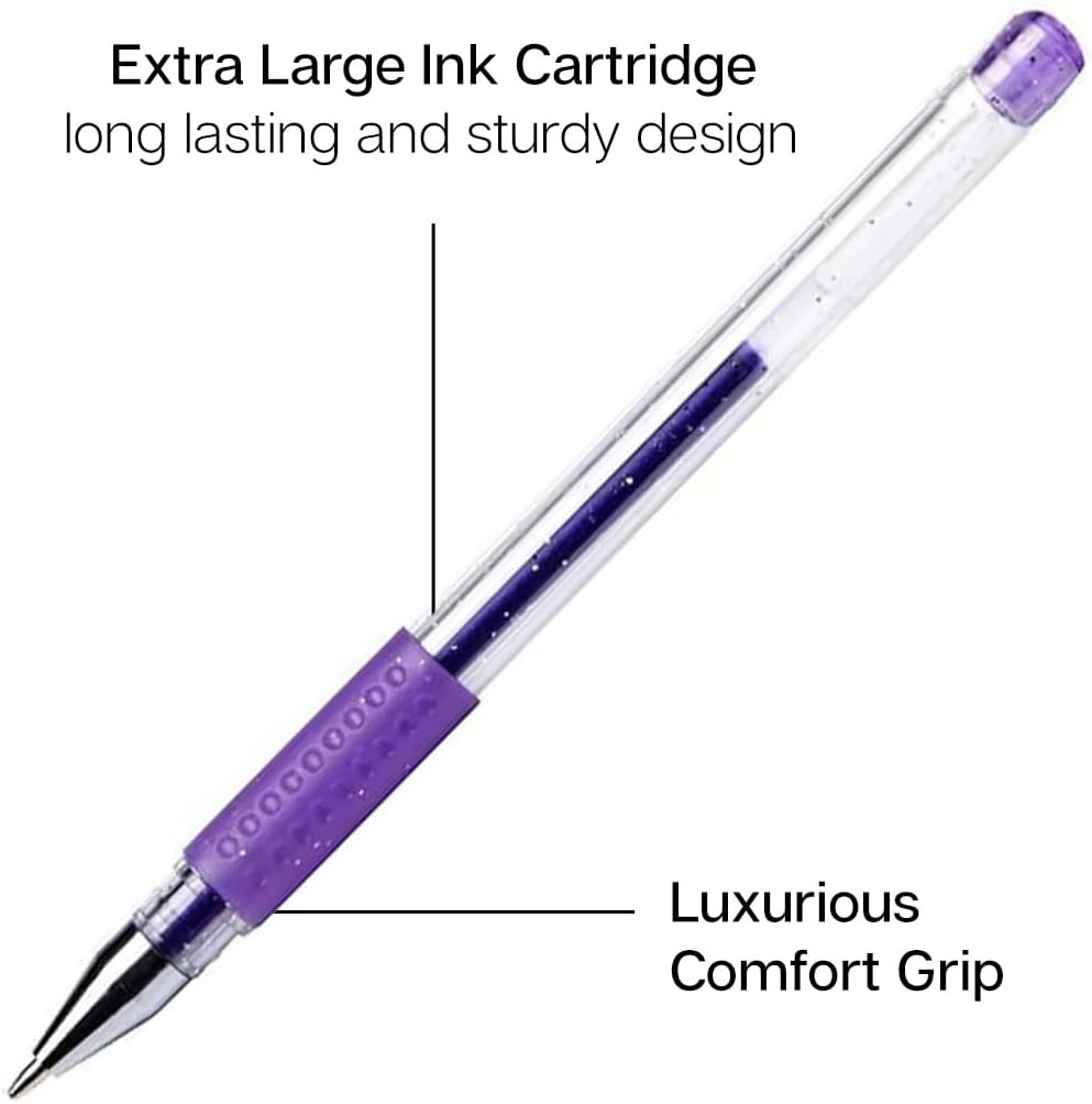 Pink & Purple Tone Gel Pens, Set of 24, Glitter, Pastel, Neon & Glitter Neon Col