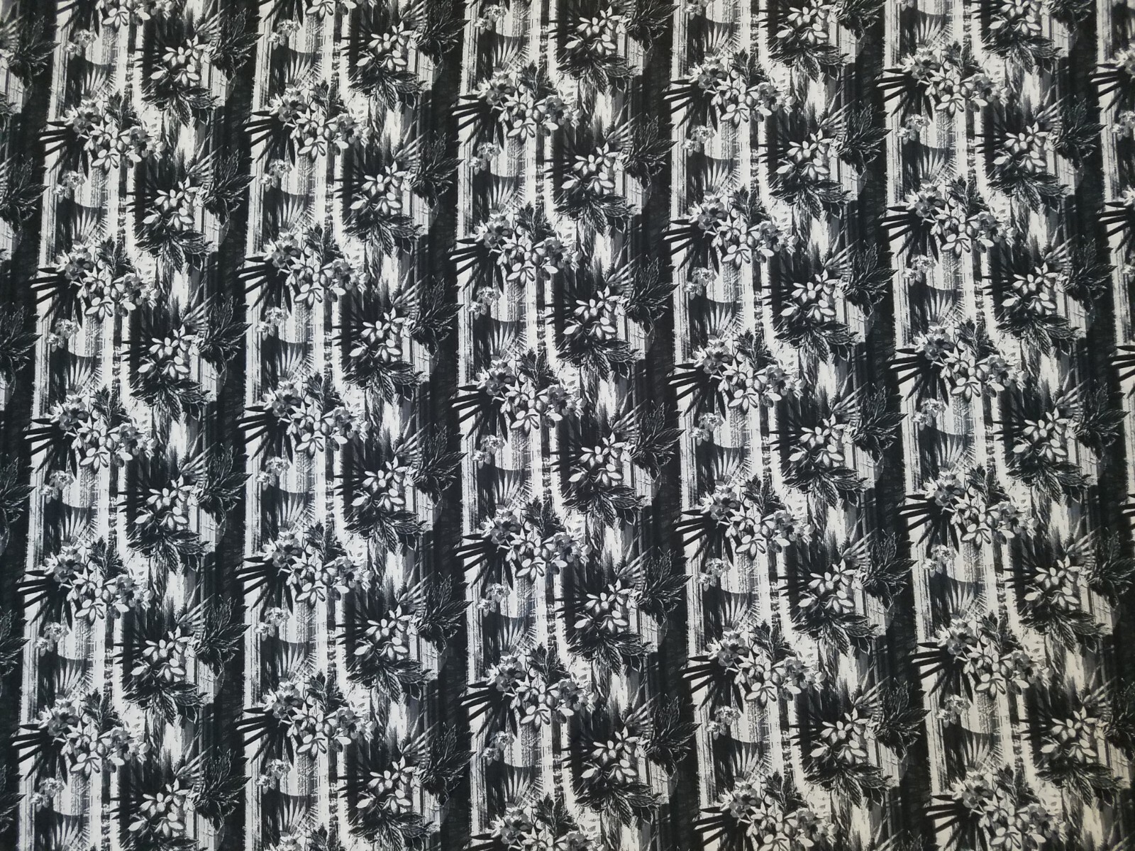 Black floral Printed spandex stretchable Fabric wrinkle resistant 60” W Sold BTY