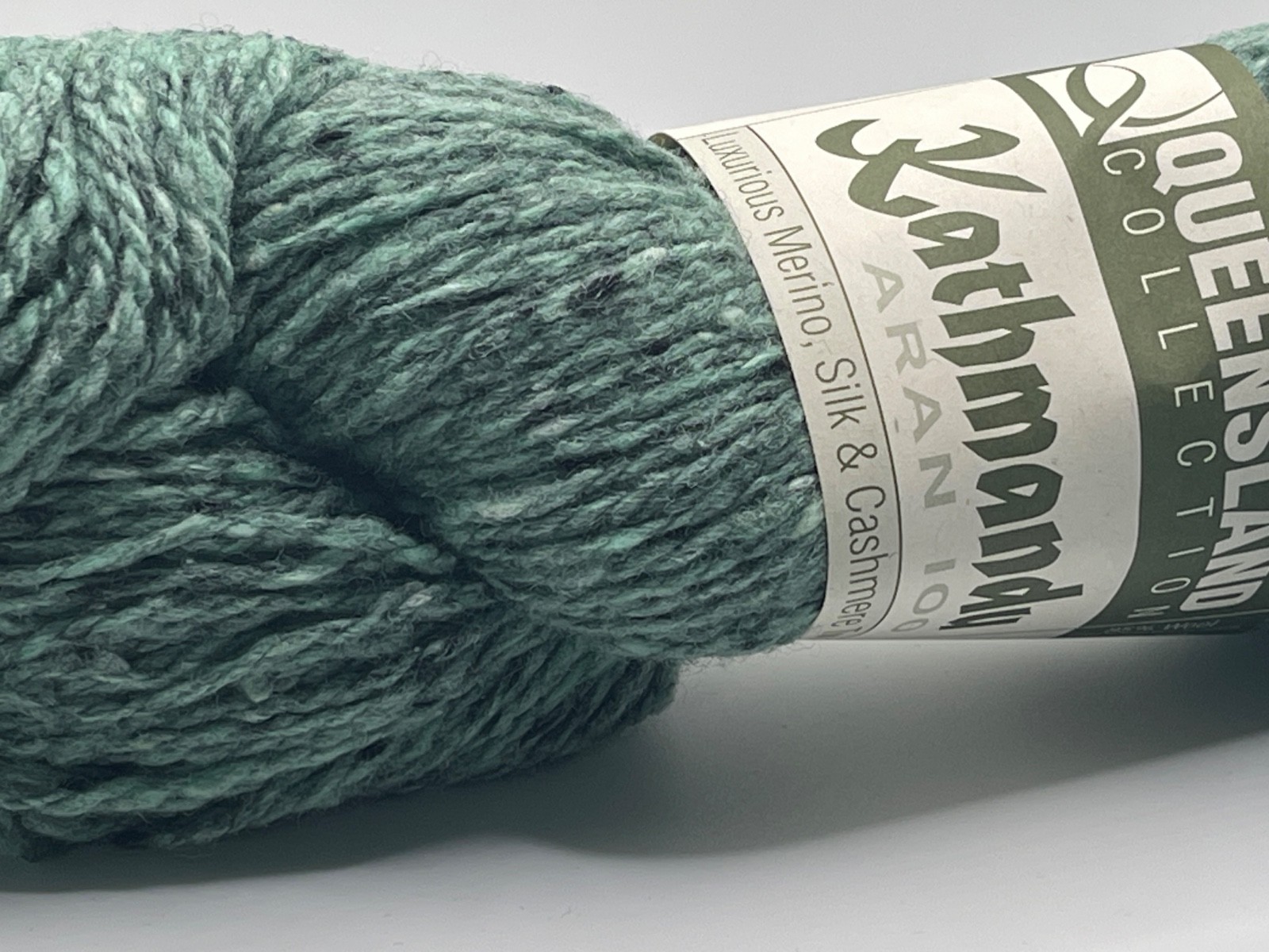 Queensland Kathmandu Aran 100 Merino Silk Cashmere Tweed Yarn #46 Viridian 208yd