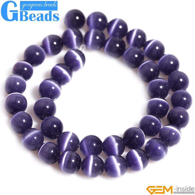 Assorted Colors Lab Created Cat’s Eye Round Beads Free Shipping Strand 14″