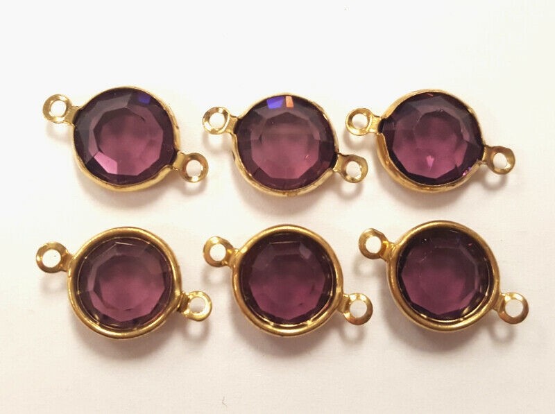 6 Vintage Swarovski Jewel 47SS Channel 2 Loop Connectors -7 Colors You Pick J140