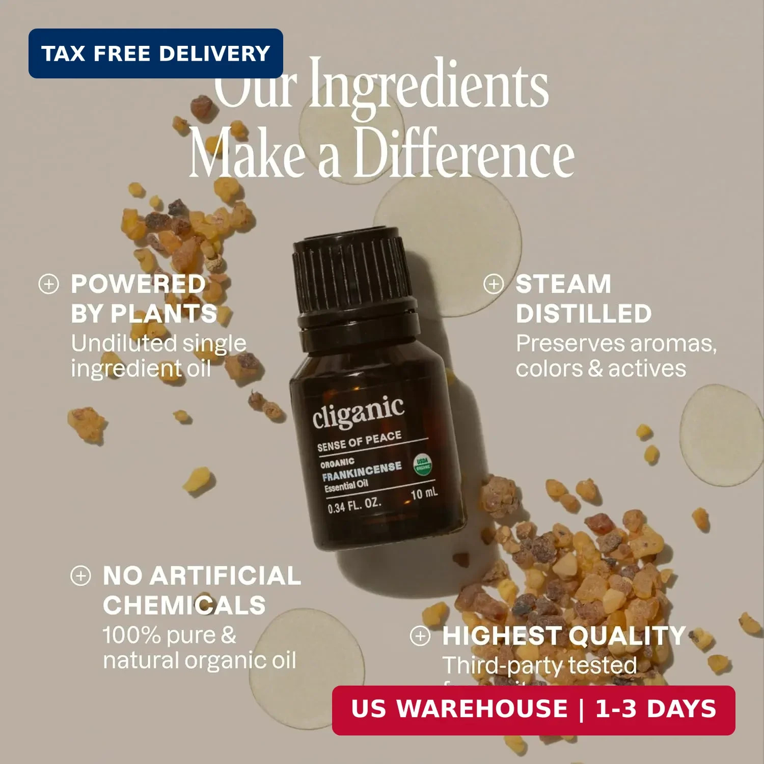 Cliganic Organic Frankincense Essential Oil – Boswellia Serrata, 100% Pure Natur