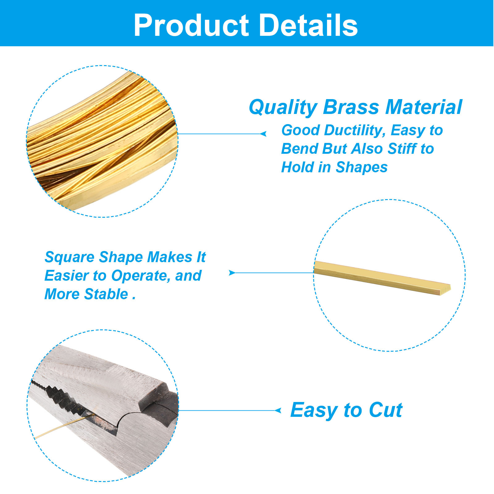 30Gauge/0.25mm 1mm Width 19.69 Feet Flat Brass Wire Brass