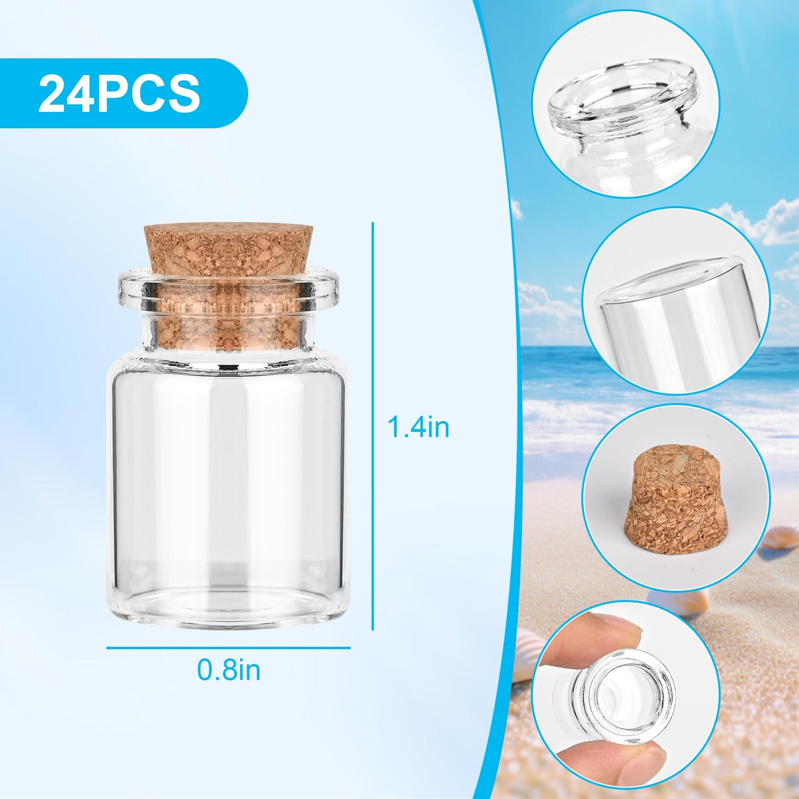 24 PACK 0.87″×1.18″ Small DIY Decoration Glass Jars,5ML 0.17OZ Glass Bottle w…
