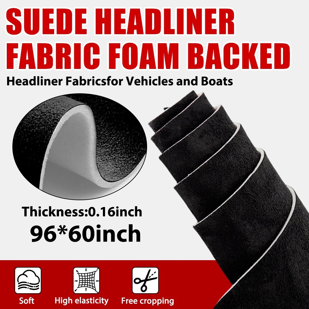 96″x60″ Black Headliner Fabric Suede Pickup truck ceiling Liner Sag Upholstery