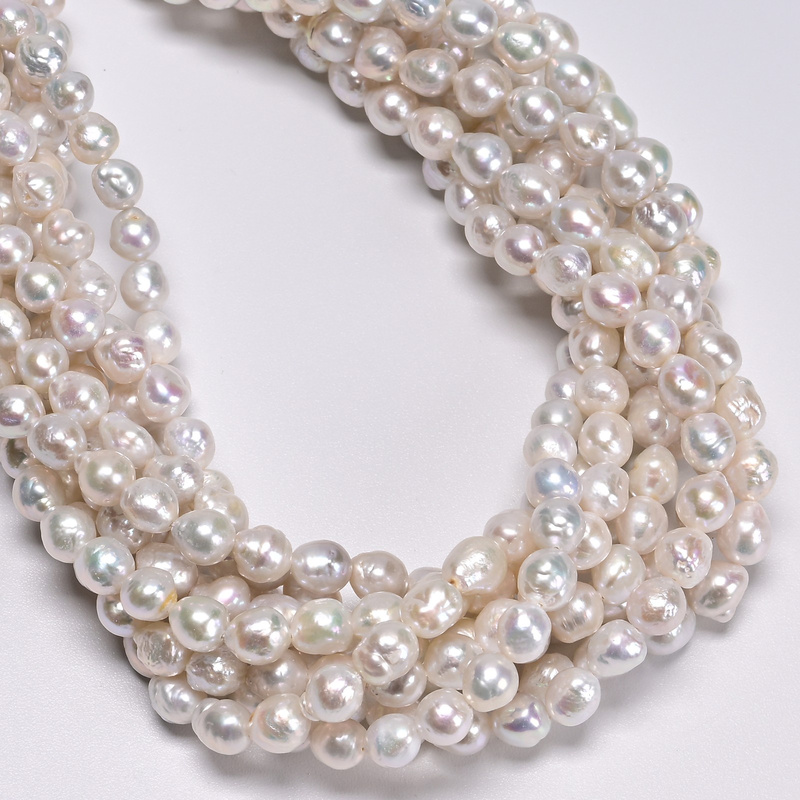 Natural White Fresh Water Pearl Baroque Drop Beads Size 7-8×8-10mm 15.5” Strand