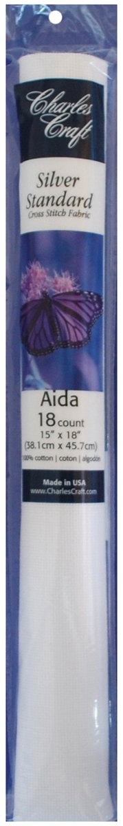 Charles Craft Silver Label Aida 18 Count 15″X18″ Soft Tube-White