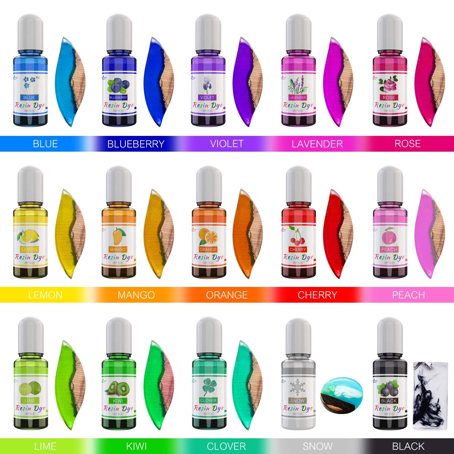Epoxy Resin Pigment – 15 Color Liquid Epoxy Resin Dye Highly Concentrated Epoxy