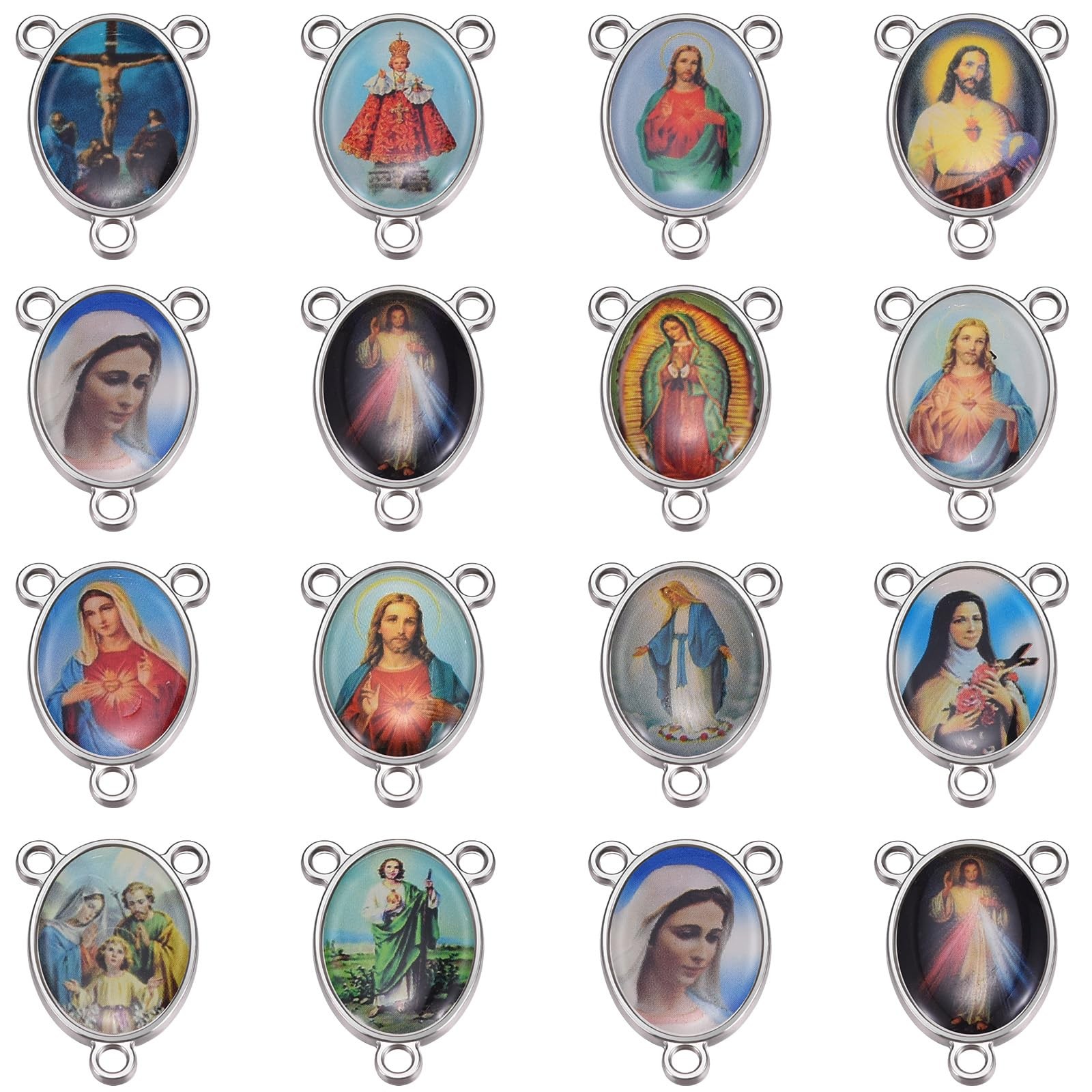 Weyuley 40pcs Mix Picture Rosary Center Miraculous Medal 25 Millimeters, A547