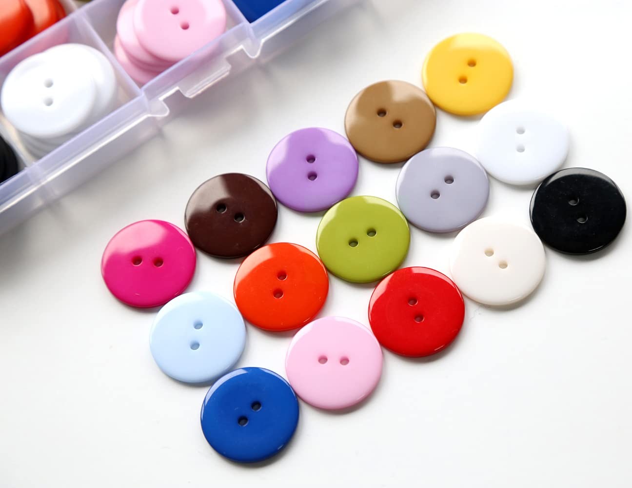 GANSSIA 1 Inch (25mm) 15 Colors Assorted Buttons 25 millimeters, Multicolors